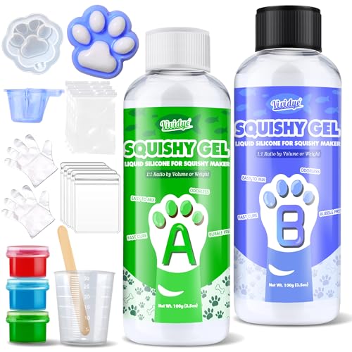 Liquid Silicone for Taba Squishy Kit, 7oz Fast Cure Squishy Gel 1:1 AB Ratio Mixed, Super Soft Silicone Rubber for Squishy Maker, Cat Paw Casting, DIY Decompression Gift Perfect for Beginners - size: 200g