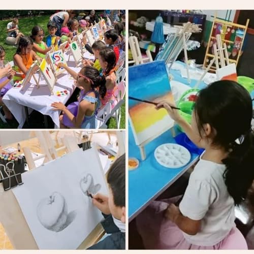 14 Pack 9 Inch Wood Easel, Painting Party Easel, Kids Student Tabletop Easels for Painting, Portable Canvas Photo Picture Sign Holder Tripod Painting Easels for Art & Crafts - style: 14
