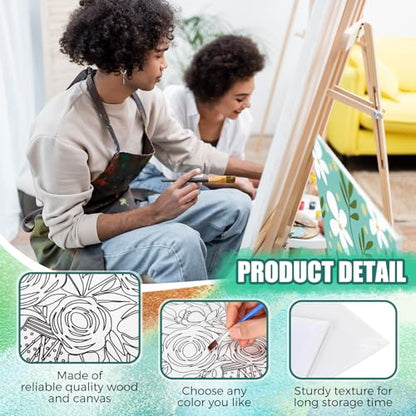 Sherr 75 Pcs 15 Set Floral Pre Drawn Canvas Kit for Painting Craft Sip and Paint Kit for DIY Adults Pre Printed Canvas Painting Favor for Paint Gifts Adult's Date Party - style: Flower Style