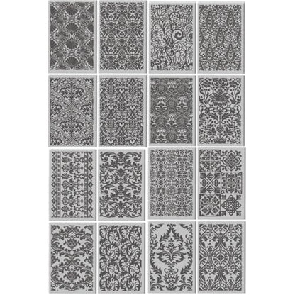 16 Pcs Damask Patterns Texture Pattern Polymer Clay Texture Sheet Bohemian Complex Flowers Patterns Rubber Clay Textures Mat for Polymer Making Earrings Jewelry DIY Crafts 4 × 2.5 Inch