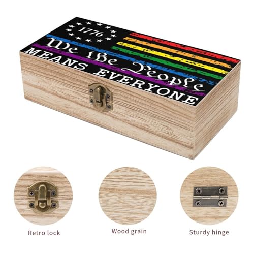 Pride Flag We The People ﻿Rainbow Pride Flag Jewelry Box Wooden Rustic Multi-Purpose Organizer with Front Clasp for Jewelry, Crafts, Accessories & Small Items - color: style-2