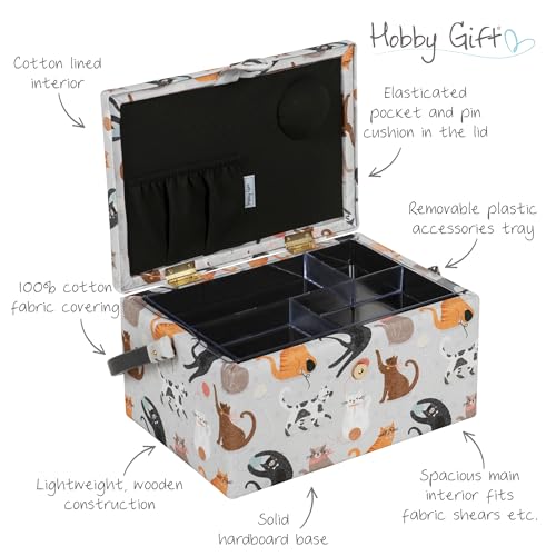 Hobby Gift Medium Sewing Storage Box, 18.5 x 25.5 x 14.5cm, Cats - color: Cats