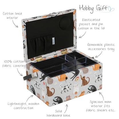 Hobby Gift Medium Sewing Storage Box, 18.5 x 25.5 x 14.5cm, Cats - color: Cats