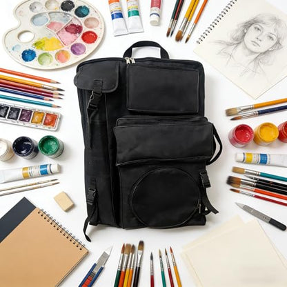 Artist Backpack, 4K Large Art Portfolio Case with 6 Pockets, Waterproof Art Backpack with PU Coated Oxford Cloth, Art Bag for Artists, Carrying Sketching Drawing Supplies Paint Storage Bags