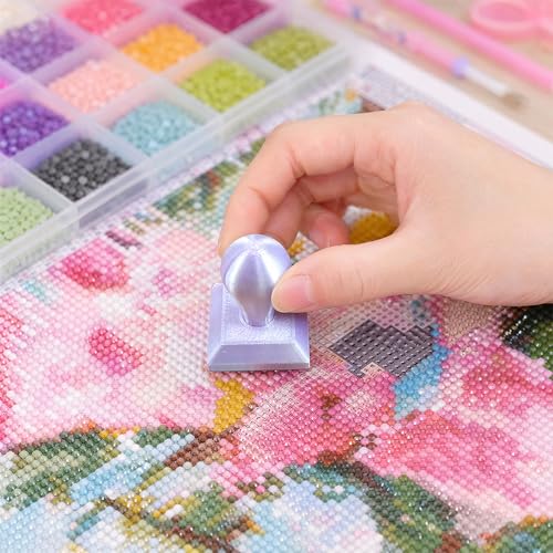 POETRYDRAW Diamond Art Painting Embossing Roller 3D Printing Diamond Art Painting Seal Press Diamond Art Painting Roller Tool Set for Multi-Color Square & Circular Drills (Light Purple) - color: Light Purple