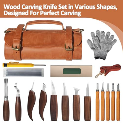 Wood Carving Kit,Carving Knife Set for Beginners,and Adults,Wood Carving Tools,Whittling Knife Set,Wood Whittling Set for Hobbies, Carving Set,Hook Knife,Spoon Carving Knife Suitable,Gift