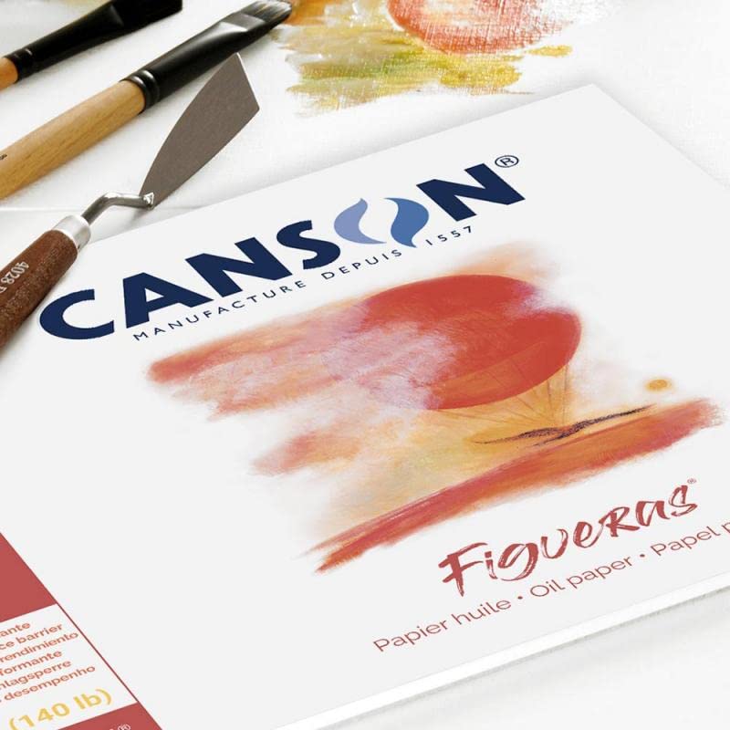 Canson Figueras Oil & Acrylic 290gsm Paper pad Including 10 Sheets, Size:33x24cm, Canvas-Like Texture - size: 33x24cm,