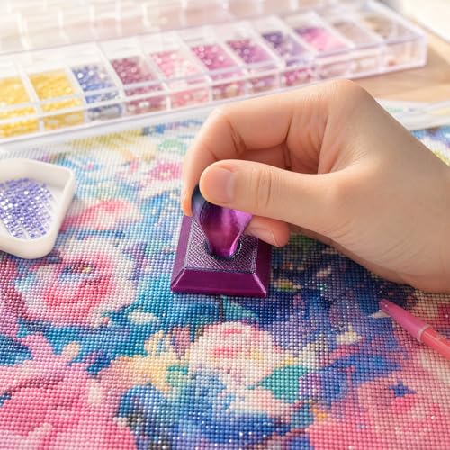 Diamond Art Painting Embossing Roller 3D Printing Diamond Art Painting Seal Press Diamond Art Painting Roller Tool Set for Multi-Color Square & Circular Drills (Matte Black Purple) - color: Matte Black Purple