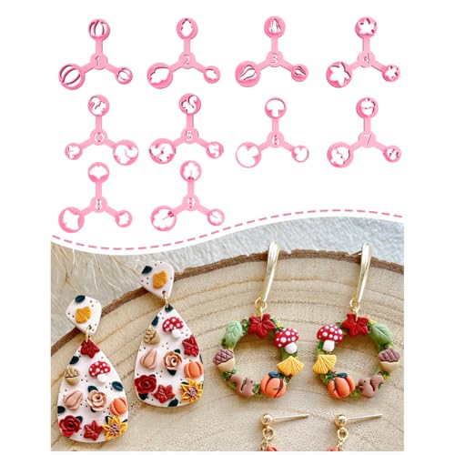 Keoker Mini Polymer Clay Cutters Fall, 10 Shapes Fall Clay Cutters for Polymer Clay Jewelry 3 Sizes(Micro. Mini, Small), Decoration to Make Autumn Earrings - color: Fall Color