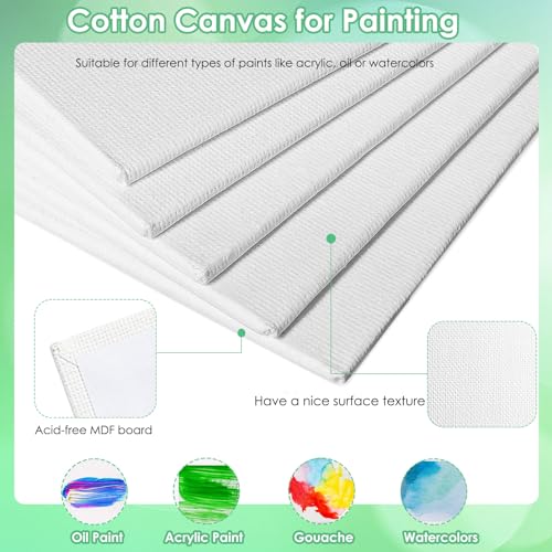 Sigowal 10 Set Canvas Painting Kit, 6 x 6 Inch Canvas Boards for Painting with Easel, Acrylic Paint Strips, Brushes, Palette, Mini Canvas and Easel Set for Kids Adults Beginner Gift Party - color: 10 Set 6 x 6 inches
