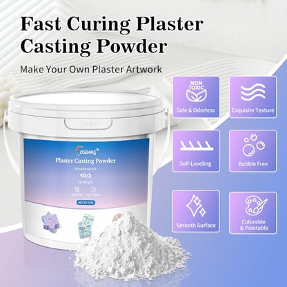 Plaster Casting Powder 5000G/176 OZ, Water Activated Fast Curing Plaster Casting Powder, 20-30 Minutes Demold, Beginners Friendly Casting Powder Kit for Resin Molds, Crafts & DIY Art - size: 5KG/176 OZ