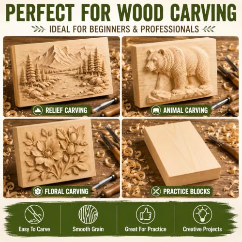 Unfinished Wood Blocks for Crafting, 4 Pcs Unfinished Wood Carving Blocks, 4X6X1 Inch Solid Pine Wood Carving Blocks for Crafts DIY Projects Art Classes Photo Blocks Beginners and Adults - size: 4x6x1 Inch