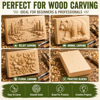Unfinished Wood Blocks for Crafting, 4 Pcs Unfinished Wood Carving Blocks, 4X6X1 Inch Solid Pine Wood Carving Blocks for Crafts DIY Projects Art Classes Photo Blocks Beginners and Adults - size: 4x6x1 Inch