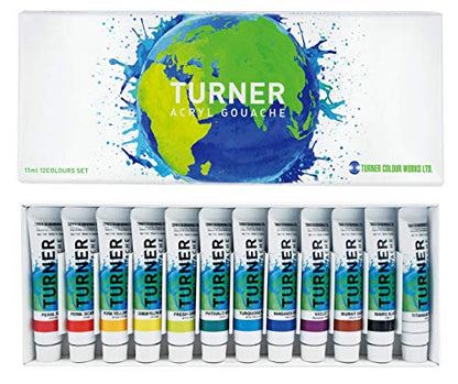 Turner Acryl Gouache Artist Paint Sets - Professional Paint Sets for Artists, Painting, Bulk, & More! - Set of 12 Earth Colors