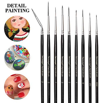 Fine Detail Paint Brush Set - 9 Pieces Miniature Brushes for Watercolor, Acrylic Painting, Airplane Kits, Face, Nail, Scale Model Painting, Line Drawing