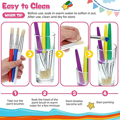 Sherr 64 Pcs Paint Brushes Sets for Kids Toddler Art Supplies Large Chubby Round and Flat Brush for School Washable Acrylic Oil Paint