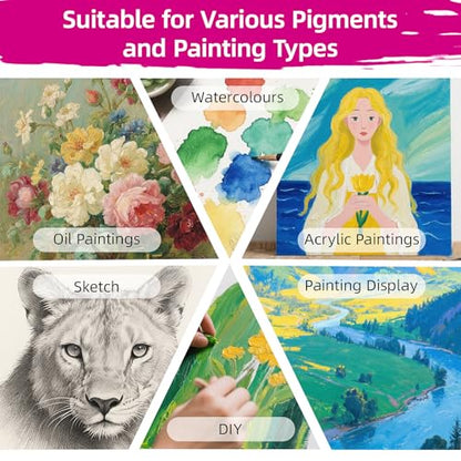 24-Pack 10cm (4") Mini Canvas for Kids, 100% Cotton Acid-Free Stretched Canvases with Easel for Painting, 5/8 Inch Profile 8 Ounce Shaped Canvas for Acrylics,Oils Paints, Perfect for Painting Party - size: 4" Canvas with 3.5x6.3" Easel Set - 24Pack