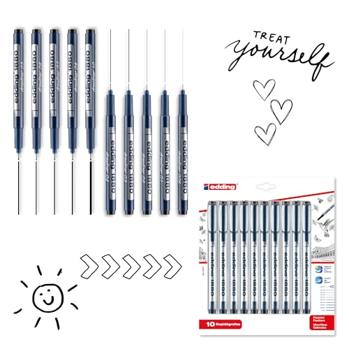 edding 1880 Drawliner Pens, Set of 10, Black