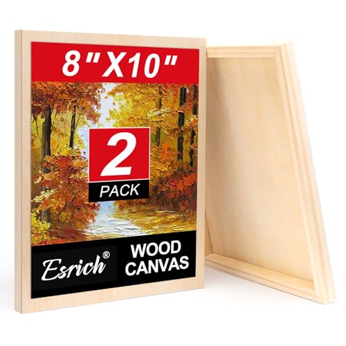 ESRICH 8x10 Inch Wood Panels for Painting, 2 Pack Craft Wood Canvas Boards, Blank Unfinished Wooden Art Board for DIY Art Creations Such as Painting, Acrylic Pouring, Resin, Burning, Collage, etc. - size: 8x10IN-2Pack