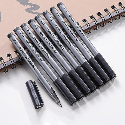 Precision Micro-Line Pens, Set of 9 Size Black Micro-Pen Fineliner Ink Pens, Quick Drying Ink Waterproof Archival Ink Multiliner Pens for Artist Illustration, Sketching, Technical Drawing, Calligraphy