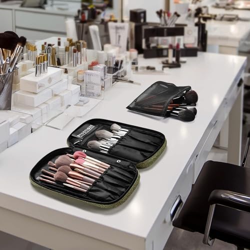 BYOOTIQUE Travel Makeup Brush Holder Bag Cosmetic Brush Organizer Rococo Green - color: Rococo Green