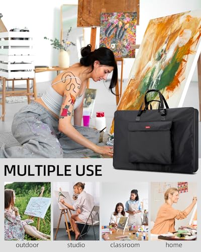 Nicpro Art Portfolio Bag 36 x 48 Inches Waterproof Nylon Artist Carrying Bag Soft Sided with Shoulder Strap, Storage Case for Artwork Sketch Drawing Canvas Photography Poster Solar Panel - size: 36 x 48 inches