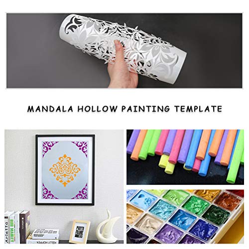 9 Pcs Mandala Stencils for Painting, 12x12 Inch Reusable Large Layering Stencils for Crafts Painting on Wood Floor Window Art Scrapbook Drawing Decoration - style: Large Mandala Stencils