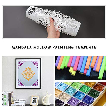 9 Pcs Mandala Stencils for Painting, 12x12 Inch Reusable Large Layering Stencils for Crafts Painting on Wood Floor Window Art Scrapbook Drawing Decoration - style: Large Mandala Stencils