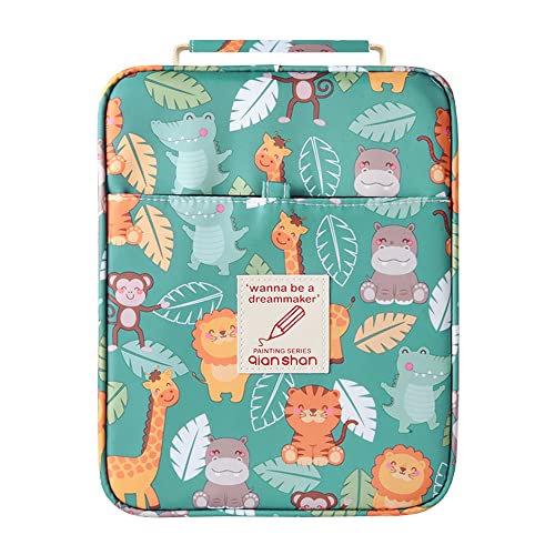 qianshan Pencil Case Holder Slot - Holds 202 Colored Pencils or 136 Gel Pens with Zipper Closure - Large Capacity Pen Organizer for Watercolor Pens or Markers - Perfect for Artist Durk Green Zoo - color: durk green zoo