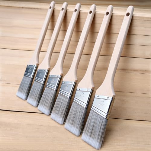 2 Inch Angled Paint Brushes - 6 PCS, Wood Paint Brush Set with Ultra-Dense Soft Bristles for Walls, Trim & Detail Work - Edge Painting Brush - size: 2 Inch, 6 Pack