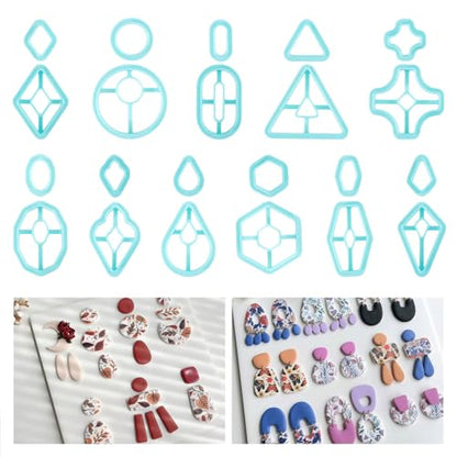 ORIGACH 22 Pcs Geometric Clay Cutters, Boho Studs Polymer Clay Cutters Set Different Geometrical Shapes for Earring Making - style: Basic Geometric