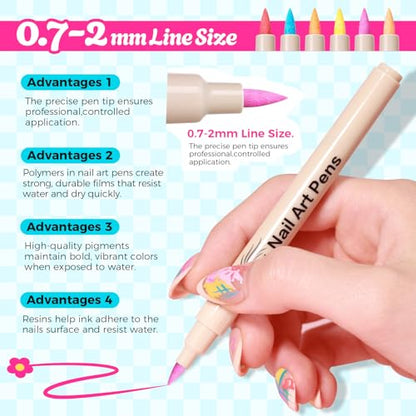 18 Color 3D Nail Art Pens Set, 0.7MM Nail Polish Pens for Nail Art Dotting Pen Drawing Painting Liner Brush for DIY Nail Design, Home & Salon Manicure Tools - color: green