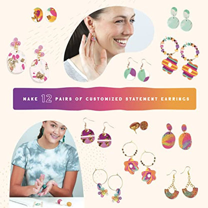 Neon Polymer Clay Earring Making Kit, Make 12 Earrings, Jewelry Making Supplies for Adults - Arts and Crafts for Women