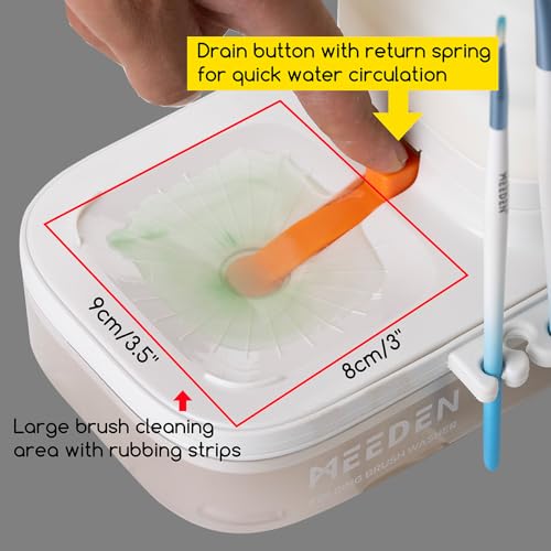 MEEDEN Portable Paint Brush Cleaner: Paint Brush Rinser with Drain for Acrylic, Watercolor & Water-Based Paints - 5-Slot Silicone Brush Washer & Holder, White - color: White