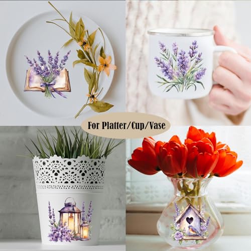 ZMRU 24 Sheets of Watercolor Style Rub on Transfers for Crafts - Perfect for Glass, Porcelain, Leather, Canvas, and Fabric Projects - IOD Transfers Included,3 * 3inch (Purple Lavender) - style: Purple Lavender