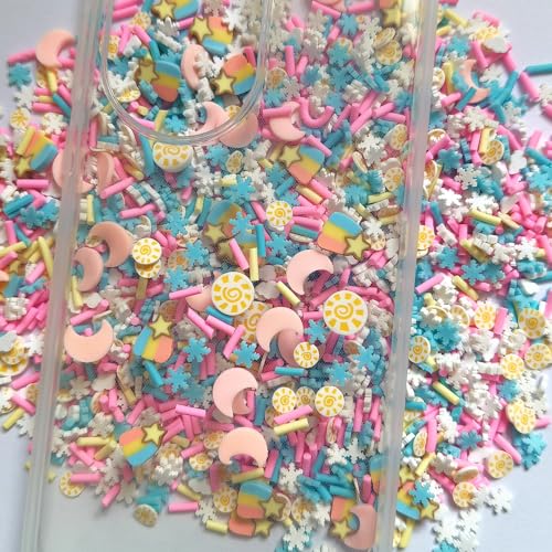 40g Mini Moon and Sun Fimo Polymer Slices Adults Nails Slices Art Design Supplies DIY Craft (Moon & Sun) - color: Moon & Sun