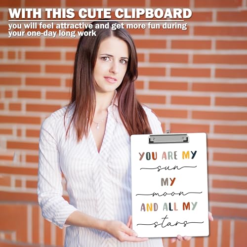 Therapist Clipboard, Affirmation ClipBoards with Low Profile Clip for Nurses Baby, Mental Health ClipBoards Suitable for School Office, 12.6 x 9 Inch Size - C09 - style: You Are My Sun My Moon And All My Star