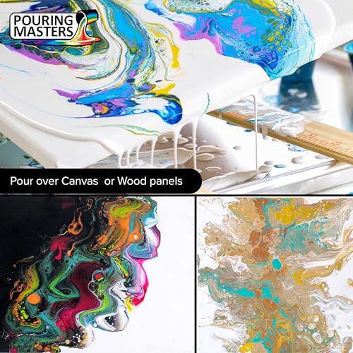 Pouring Masters Blue/Gold Iridescent Special Effectsr Acrylic Pouring Paint - Premium 32-Ounce Pre-Mixed Fluid Acrylic Paint - Fluid Art Supplies for Canvas, Wood, Paper, Tile & Rocks - color: Blue/Gold, size: 32 Fl Oz (Pack of 1)