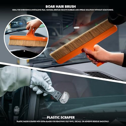 FOSHIO Vinyl Wrap Tool Kit - Professional PPF, Window Tint & Car Wrap Tools Set, Includes Bulldozer/Mini/Corner/Felt Squeegees, Scrubber, Tint Brush, Craft Knives, Plastic Blades for Car Wrapping
