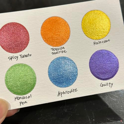 IUILE Handmade Watercolor Paints - Rainbow 2 Half Pan Set (6 colors) - color: Rainbow2