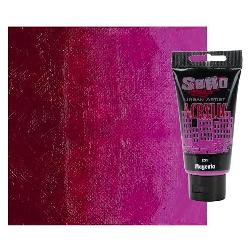 Soho Urban Artist Heavy Body Acrylic Paint - 75 ml Tube - Magenta - Thick, Rich Color, Excellent Coverage, Professional Quality - Artists Acrylic Paint - color: Magenta, size: 2.54 Fl Oz (Pack of 1)