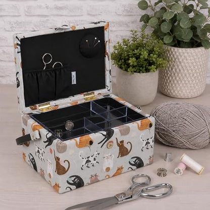 Hobby Gift Medium Sewing Storage Box, 18.5 x 25.5 x 14.5cm, Cats - color: Cats