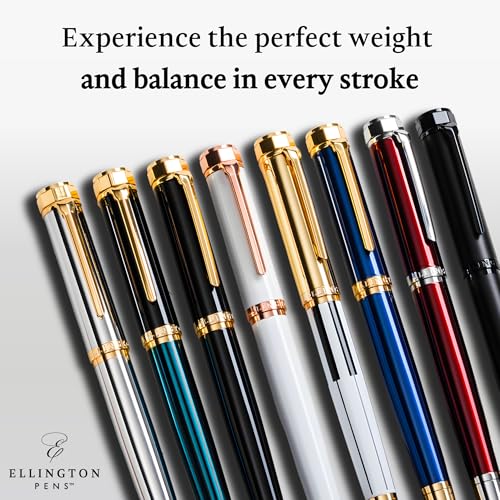 Ellington Pens Luxury Fountain Pen Set - Extra Fine Nib - Includes 3 Ink Cartridges, Refillable Ink Converter, Gift Box - Fountain Pens For Writing, Calligraphy, Journaling, Sketching (Rosy Flair) - color: Rosy Flair, style: Extra Fine