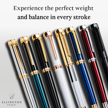 Ellington Pens Luxury Fountain Pen Set - Extra Fine Nib - Includes 3 Ink Cartridges, Refillable Ink Converter, Gift Box - Fountain Pens For Writing, Calligraphy, Journaling, Sketching (Rosy Flair) - color: Rosy Flair, style: Extra Fine