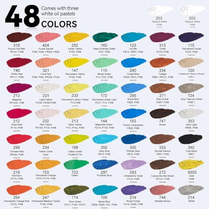Paul Rubens Oil Pastels Set with 50 Colors Artist Soft Oil Pastels+6 Pcs White Oil Pastels+8.7 x 11.7 Inches Oil Pastel Book（30 Sheets）+5 Palette Knives for Artists, Professionals, Student, Hobbyist - style: Contemporary