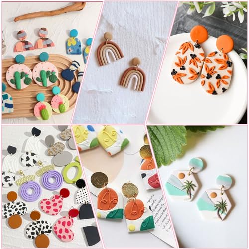 Fesorsi 782 Pcs Clay Earring Making Kit, 49 Polymer Clay Molds Stainless Steel, Polymer Clay Tools with 8 Circle Cutters, 1 Clay Letter Stamps and 710 Pcs Earring Accessories for DIY Jewelry - color: Steel 49 Shapes