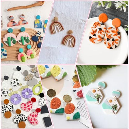 Fesorsi 782 Pcs Clay Earring Making Kit, 49 Polymer Clay Molds Stainless Steel, Polymer Clay Tools with 8 Circle Cutters, 1 Clay Letter Stamps and 710 Pcs Earring Accessories for DIY Jewelry - color: Steel 49 Shapes
