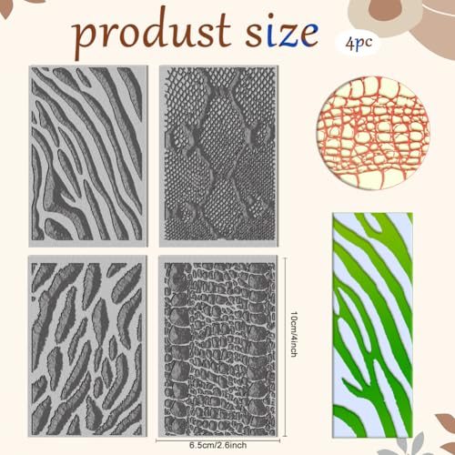 CHGCRAFT 4 Sheets Animal Skin Textures Polymer Clay Texture Mat Clay Modeling Pattern Pad Zebra Texture Sheets for Polymer Clay Making Earrings Jewerly Tools, 4×2.6 inch - style: Animal Skin