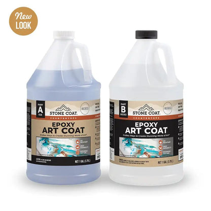 Stone Coat Countertops Art Coat (2 Gal Epoxy Resin) Formulated with Zero VOCs, Extended Working Time, UV Resistance for Alcohol Ink, Acrylic, Metallics, Food Safe Epoxy Perfect for DIY and Art Markers | Extended Working Time, Zero VOC, Food‑Safe Epoxy for