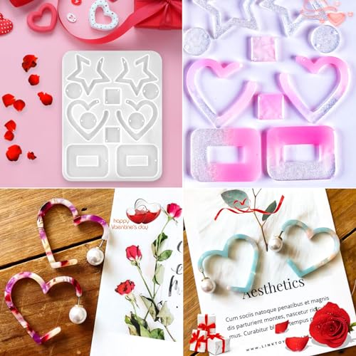 4Pack Valentine's Day Earring Resin Silicone Molds Kit, Love Heart Shape Resin Mold with200Pcs Earring Hook Jump Ring for Epoxy Resin Casting DIY Craft Earring Jewelry Making (4 Packs White) - color: 4 Packs White